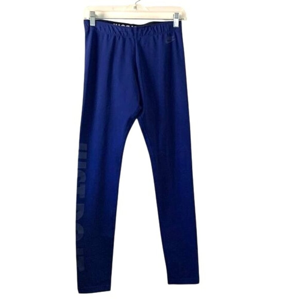 Nike Womens Blue "Just Do It" Leggings M Organic Cotton & Recycled Polyester Ble